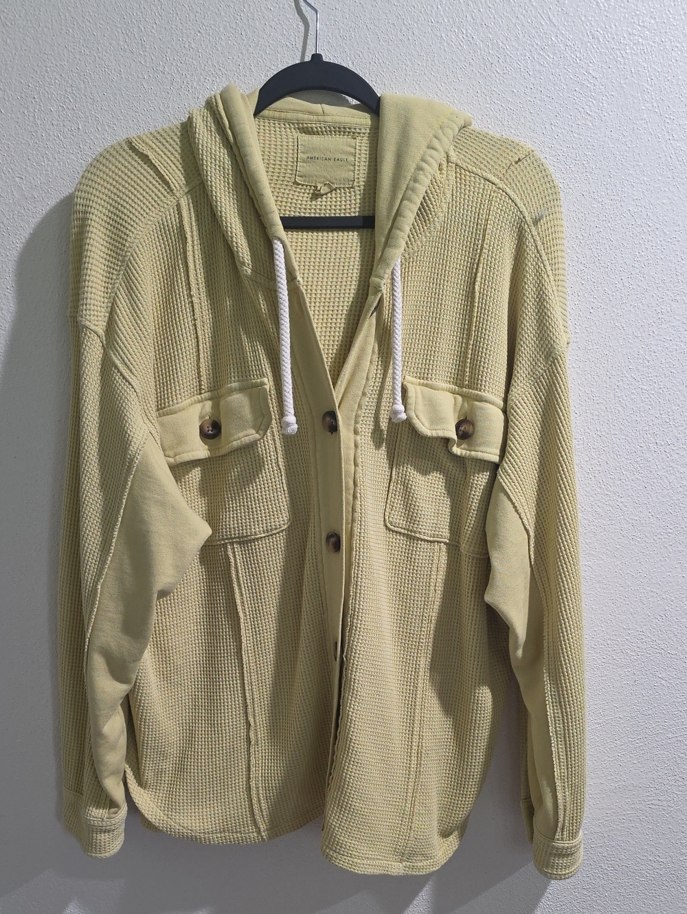 American Eagle Hooded Thermal Button Down Shirt